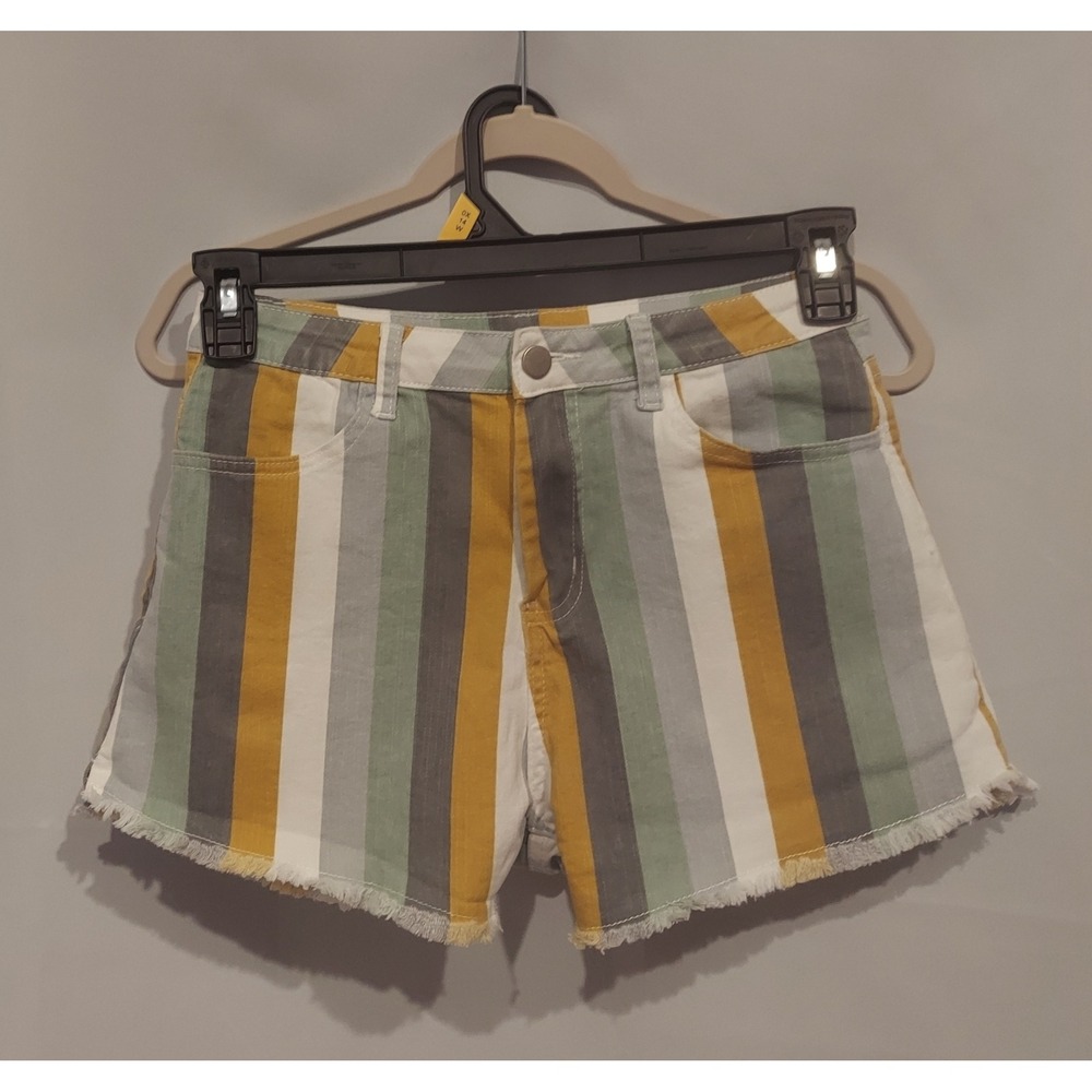 Altar'd State Womens Multicolor Striped Denim Shorty Shorts Size Medium
